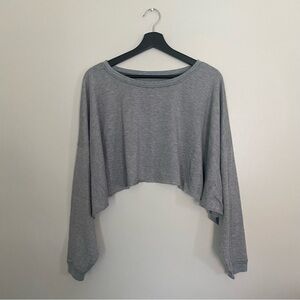 Out From Under Urban Outfitters Gray Shrug Cropped Long-Sleeve Top, Medium